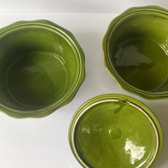 Vintage 3 pc.blue/green California USA Pottery leaf soup tureen - Picture 8 of 14